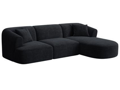 Černá manšestrová rohová pohovka Cosmopolitan Design Campi 256 cm, pravá