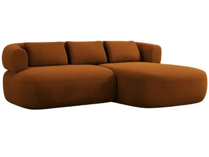 Terakotově oranžová sametová rohová pohovka Windsor & Co Aldrin 200 cm, pravá