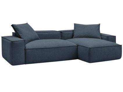 Tmavě modrá čalouněná rohová pohovka Boheme 302 cm, levá/pravá