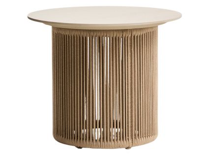 Béžový keramický zahradní stolek s výpletem kave home Orosei Ø 55 cm