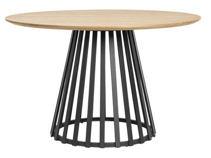 Dřevěný jídelní stůl s černou podnoží Bizzotto Cillian Ø120 cm