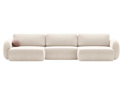 Světle béžová čalouněná rozkládací pohovka do u Kora 362 cm