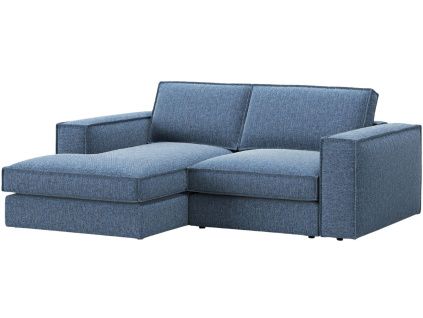 Tmavě modrá čalouněná rohová pohovka MICADONI Pola 226 cm, levá