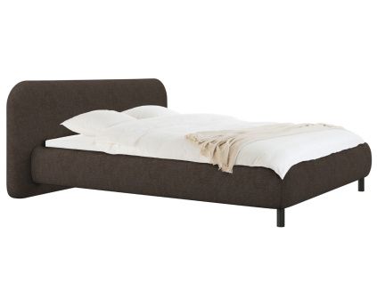 Hnědá bouclé dvoulůžková postel Mumo 160 x 200 cm s úložným prostorem