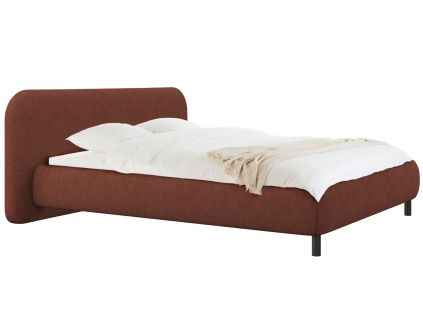 Cihlová bouclé dvoulůžková postel Mumo 180 x 200 cm s úložným prostorem