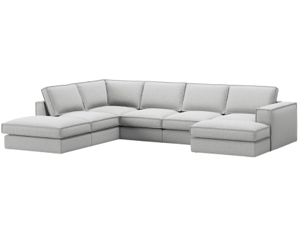 Světle šedá čalouněná rohová pohovka do "U" MICADONI Pola 362 cm, levá