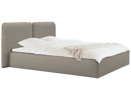 Hnědá čalouněná dvoulůžková postel Melu 180 x 200 cm s úložným prostorem