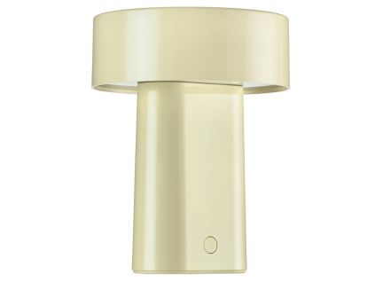 Světle žlutá plastová nabíjecí stolní LED lampa Oblong