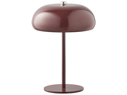 Tmavě červená kovová nabíjecí stolní LED lampa Margon