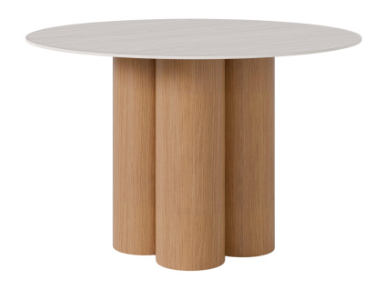 Bílý porcelánový jídelní stůl Somcasa Tracy 120 cm s dubovou podnoží