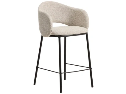 Béžová čalouněná barová židle Kave Home Maina 65 cm s černou podnoží