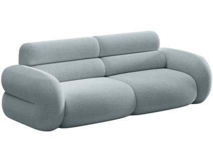 Světle modrá bouclé trojmístná pohovka MICADONI Neo 220 cm