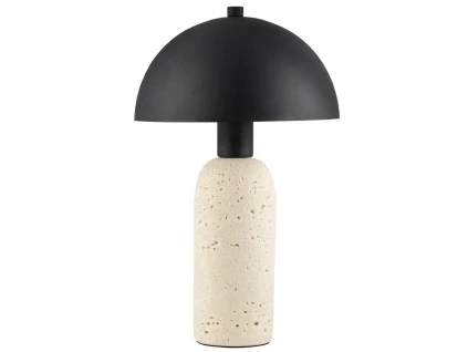 Černá kovová stolní lampa Nova Luce Vannie s betonovou podstavou