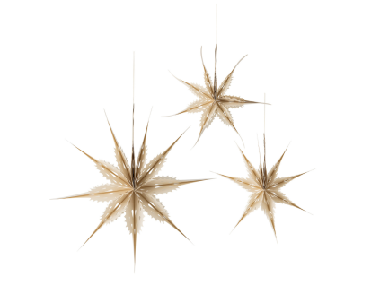 Set tří béžových papírových vánočních hvězd Ilo Star 66 cm