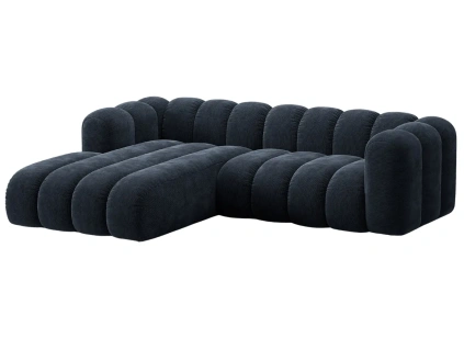 Tmavě modrá čalouněná rozkládací pohovka Micadoni Lupine 270 cm, levá
