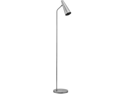 Stříbrná kovová stojací lampa Precise 124 cm