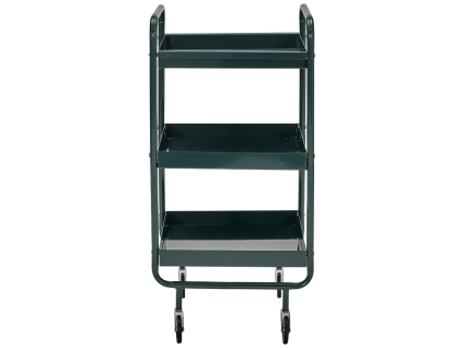 Tmavě zelený kovový servírovací vozík Roll 42 × 38 cm