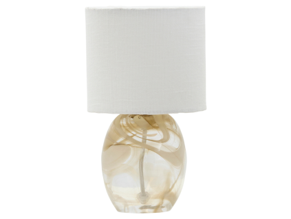 Krémová skleněná stolní lampa Hite 28 cm