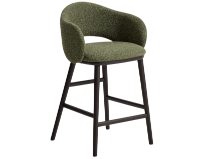 Zelená čalouněná barová židle Kave HOme Maina 66 cm s černou podnoží