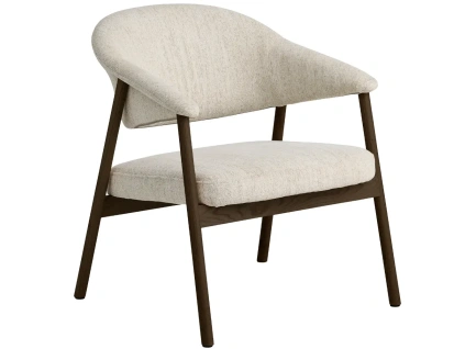 Krémově bílé čalouněné křeslo Unique Furniture Elk s tmavou dubovou podnoží