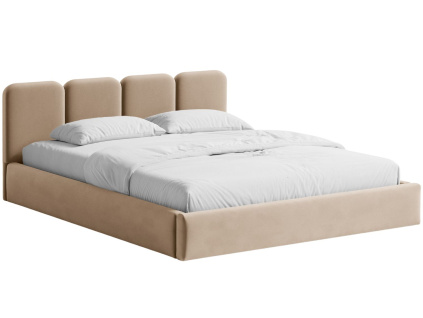 Tmavě béžová sametová dvoulůžková postel MICADONI Saga 180 x 200 cm