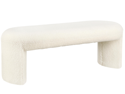 Bílá bouclé lavice Bizzotto Wilor 110 cm