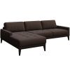 Hnědá látková rohová pohovka MESONICA Musso Tufted I, levá, 248 cm
