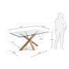 Skleněný jídelní stůl Kave Home Argo 180 x 100 cm s přírodní kovovou podnoží
