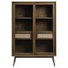 Tmavě hnědá dubová vitrína Unique Furniture Barrali 160 x 40 cm