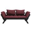 Bordově červená dvoumístná rozkládací pohovka Karup Design Bebop 174 cm s černou konstrukcí