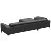 Černá kožená rohová pohovka FLEXLUX VOLUZZI 325 cm, levá