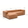 Hnědá kožená rohová pohovka Kave Home Blok 330 cm, levá