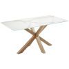 Bílý porcelánový jídelní stůl Kave Home Argo 160 x 90 cm s přírodní kovovou podnoží