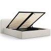 Světle šedá bouclé dvoulůžková postel MICADONI Elizabeth 180 x 200 cm s úložným prostorem