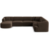 Tmavě hnědá sametová rohová pohovka do "U" Cosmopilitan Design Campi 330 cm, pravá