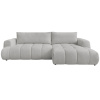 Světle šedá bouclé rohová rozkládací pohovka Fuji 292 cm, pravá