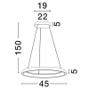 Černé kovové závěsné LED světlo Nova Luce Ovia 45 cm