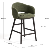 Zelená čalouněná barová židle Kave HOme Maina 66 cm s černou podnoží