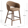 Hnědá čalouněná barová židle Kave Home Maina 66 cm s černou dřevěnou podnoží