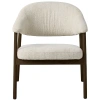 Krémově bílé čalouněné křeslo Unique Furniture Elk s tmavou dubovou podnoží